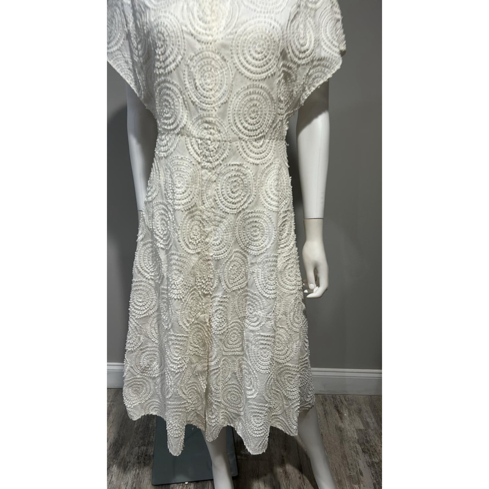 Akris Punto Cream Circle Loop Embroidery Dress Size 6 ** no belt - Picture 6 of 9
